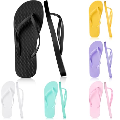 6 Pairs Flip Flops for Women Colorful Soft Lightweight Non Slip Shower Flip Flops for Summer Beach Pool Wedding Party