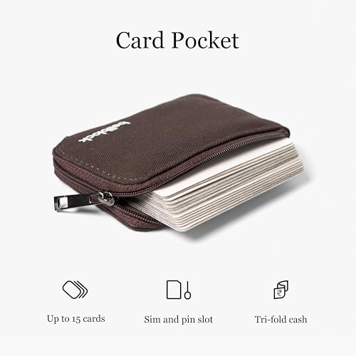 Image of Bellblock Canvas Card Holder Wallet for Man /Women | Upto 15 Cards, Folded Cash & Coins | Coin Pouch | Credit /Debit Card Holder for Men /Women | Gift for man /Woman | Mocha Black