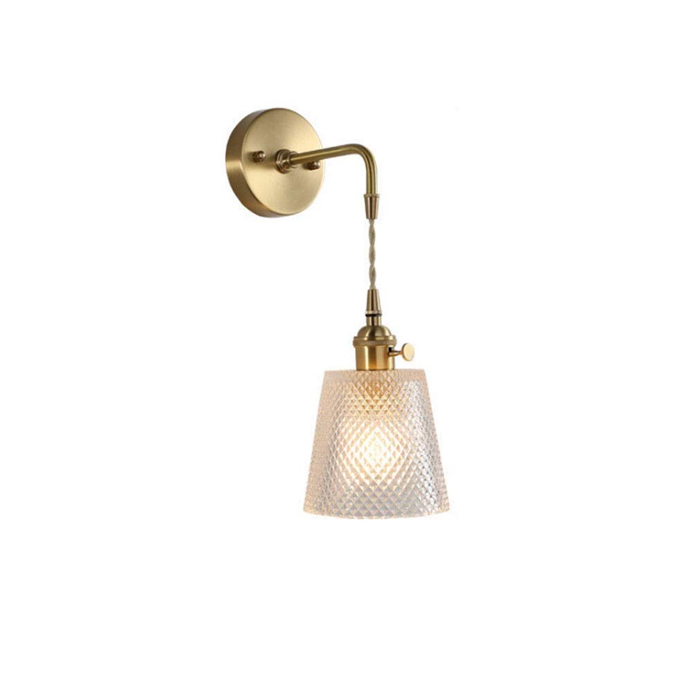 HXYSXHJUO Wall Lamp, Nordic Copper Light, Postmodern Minimalist Bedside Lamp European Corridor Aisle Sconce, Creative Personality Art Bedroom Glass Home De,H