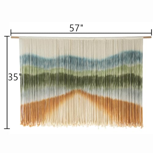 Image of IOWER Macrame Wall Hanging Dip Dye Mountain Wall Art Large Boho Fiber Macrame Wall Decor for Bedroom Living Room Nursery Wedding Backdrop 57 inch W x 35 inch L