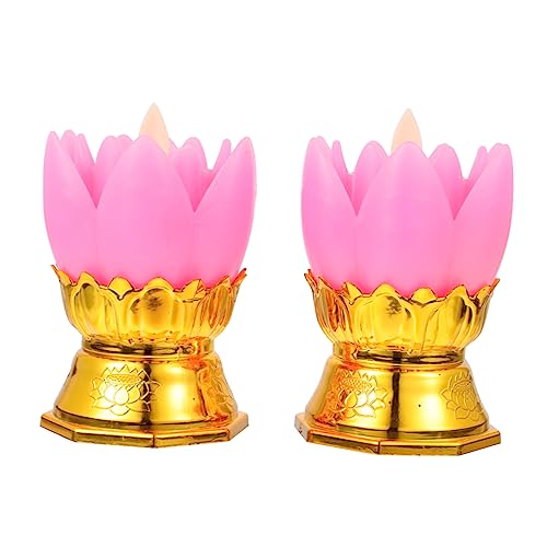PRETYZOOM 2Pcs LED Lotus Shape Lamp Creative Lotus Light Elegant Home Decor for Spiritual Spaces Unique Decorative Lotus Light for Prayer Worship and Display