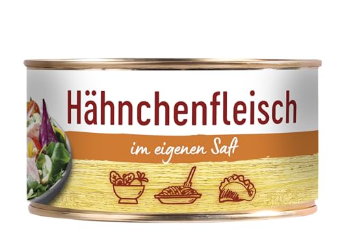 DREISTERN Hähnchenfleisch im eigenen Saft 300g In recyclebarer Konservendose mit pracktischem Ring Pull Lange Haltbarkeit dank natürlicher Konservierung Hausmacher Qualität