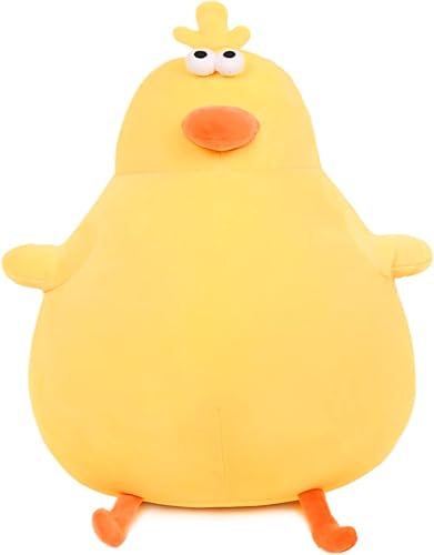 Miniatura 8 de Lindo peluche de pollo gordo de 12 pulgadas, almohada de felpa de pollo encogido gordito, juguete de peluche amarillo suave, divertido muñeco de