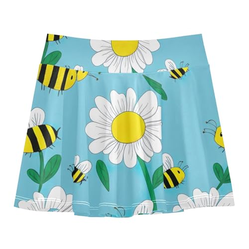 Girls Skorts Athletic Shorts Tennis Skirts Kids Rainbow Pleated White Daisies 3t