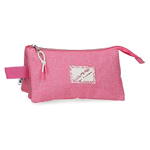 Pepe Jeans Luna Triple Pink Case 22x12x5 cm Polyester, Estuche Triple