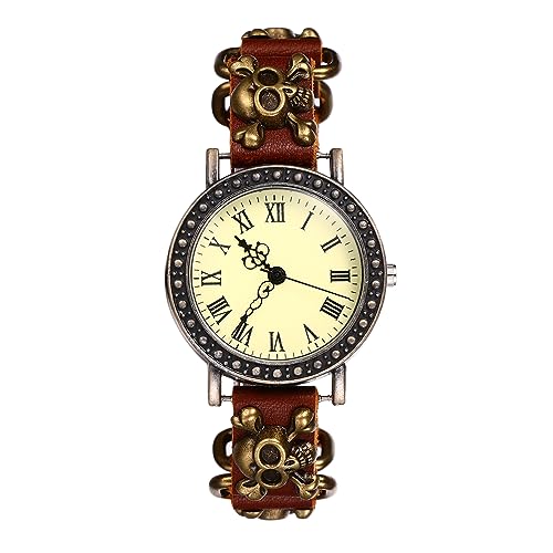 Silverora Punk Montre-Bracelet Homme Protège-Bras de Montre Décoratif Médiéval pour Cosplay d'halloween,Large Montre Bracelet Analogique à Quartz en...