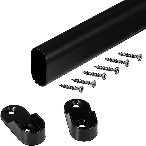 AERREGI Guardaroba guardaroba guardaroba ottone | Asta NERO per armadio 1000 mm OVALE | Tubo metallico vintage | Tubo per mobili 30 x 15 mm | Inclusi 2 fissaggi | 1 Pezzo