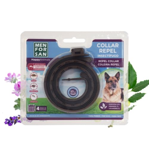 MENFORSAN Collar perros antiparasitario para perros con margosa, geraniol y lavandino, Cítrico, Marrón, 57 cm