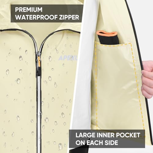 Image of APEXUP Packable Rain Jacket Men Waterproof Lightweight Raincoat with Hood
