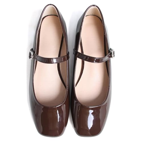 Image of LUXINYU Women's Slip on Flats,Classy Round Toe Solid Classic Mary Jane Ballet Dance Shoes Soft Comfortable PU Flat Shoes