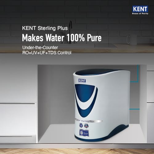 Image of KENT Sterling Plus RO Water Purifier | ISI Marked | Multiple Purification Process |RO + UV + UF + TDS Control | 6L Tank | 20 LPH Flow | Under the Counter | White