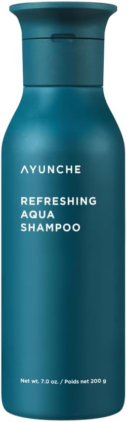 AYUNCHE Refreshing Shampoo for Clean Oily Scalp, 7.1oz - Deep Purifying & Cool Down, Powerful Cooling & Deep Cleansing, Anti-Dandruff Shampoo, Korean Salon Brand