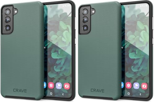 Image of Crave for Galaxy S21 Case, Shockproof Protection Dual Layer Case for Samsung Galaxy S21 5G (6.2 inch) - Forest Green (Pack of 2)