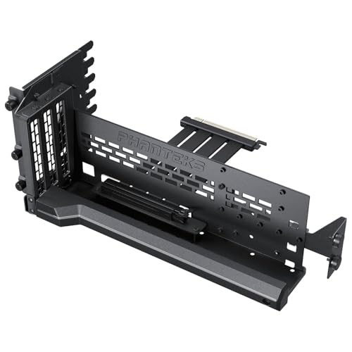 Phanteks Premium PCIe Gen5 Vertikale GPU-Halterung Schwarz | Verstellbare Grafikkartenhalterung mit PCI-Express 5.0 x16 Riser-Kabel und RGB-Beleuchtung