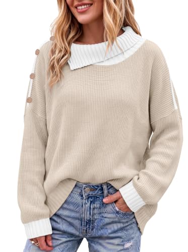 Image of Sweater for Women Winter Turtleneck Long Sleeve Pullover Tops Casual Oversized Knitted Sweaters