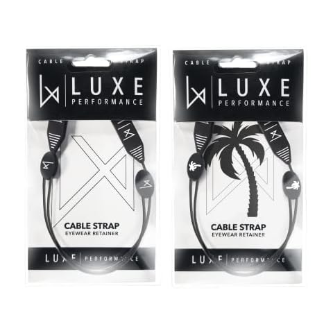 Luxe Performance Cable Strap - Premium Adjustable No Tail Sunglass Strap and Eyewear Retainer for Your Sunglasses, Eyeglasses, or Prescription Glasses - 2 Pack (Luxe 16" & Palm Tree 14") Cover
