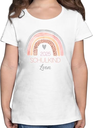 T-Shirt Mädchen - Einschulung - Schulkind 2025 mit Name und Regenbogen |...