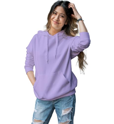 Image of Women's Black Fleece Hoodie Oversized Fit Soft Warm Winter Hooded Sweatshirt with Kangaroo Pocket