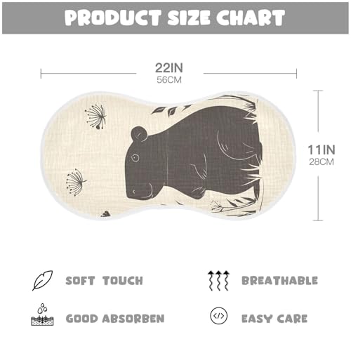 Bolaz Baby Burp Cloths 2 Pack,Capybara Grass Black and White,Feeding Cloths Face Towel Super Absorbent Soft Cotton Burping Rags Feeding Bibs3
