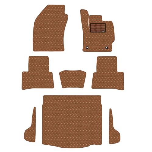 [次世代レザーマット]Aviles カローラクロス 10系 フロアマット + トランクマット (ラゲッジマット)(03:E-Four, 04:ライチ柄 × 茶色)