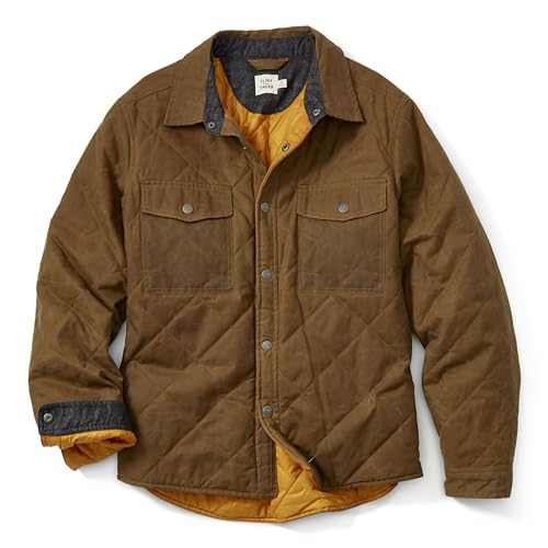 Image of Huckberry Flint and Tinder Men's Quilted Waxed Shirt Jacket, Lightweight Waxed Canvas Shell