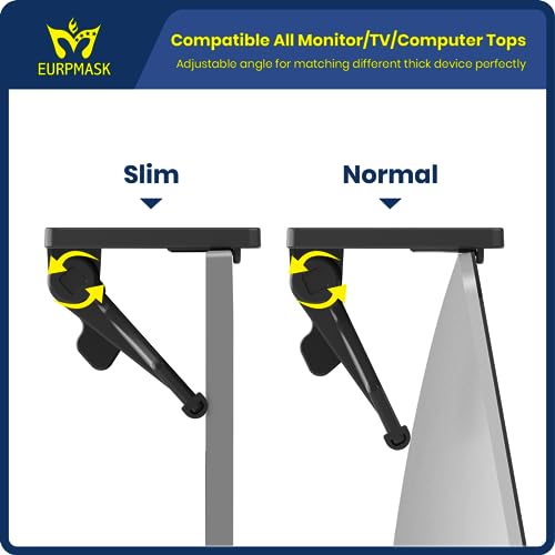 2 Pieces TV Top Shelf - EURPMASK Adjustable Computer Monitor Top Shelf,Stable TV Top Storage Bracket,Clamp-on Computer Screen Shelf for Soundbar,Figure Display,Cable Box,Home Office Decor, 13.4 x 3.3 - Thumbnail 6