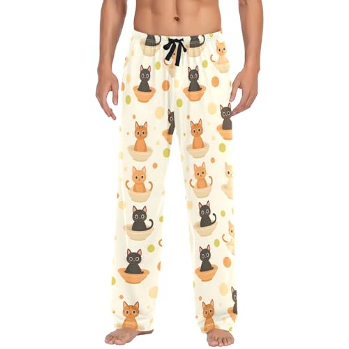 Cat Brown Cup Men's Pajama Pants Lightweight Sleepwear Bottom Lounge Pants2