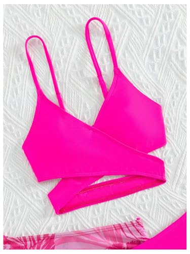 SHENHE Girl's 3 Piece Swimsuits Wrap Criss Cross High Waisted Bikini Set with Cover Up Skirt3