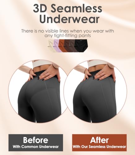 Image of Kalapa Seamless Womens Underwear High Waisted No Show Briefs Silky Stretch Breathable Full Coverage Ladies Panties Multi Pack