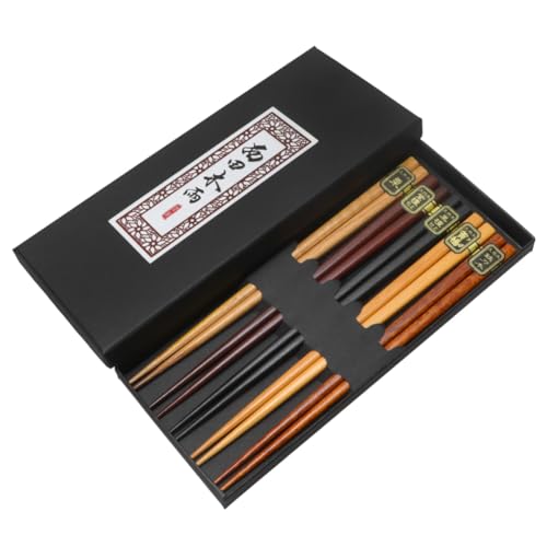 healvian 5組 日式天然木製箸膳 滑り止め付き 軽量で耐久性 家用 和食器 日寿司 鍋 焼肉対応 贈り物や来客用に
