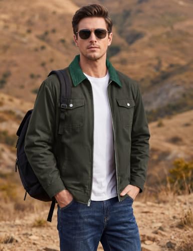 Image of Cotrasen Men's Washed Cotton Work Jacket Quilted Lined Workwear Jackets