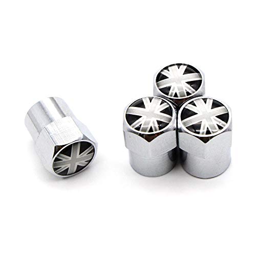 Bouchons de Valve de Pneu (4 pcs/Jeu) en Alliage d'aluminium/cuivre, Couvre-tiges de Drapeau M Word pour (Argent) Cover