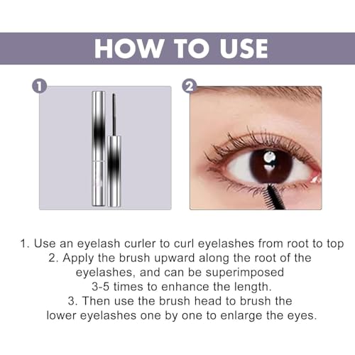 Iron Wand Mascara, Iron Wand Mascara Metal Rod Mascara 3D Curling Eyelash Iron Mascara, Iron Wand Curling Mascara, Long-Lasting, Waterproof (Black + Brown) - Image 7