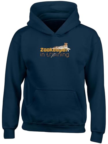 Image of Shopagift Zookeeper In Training Kids Hoodie Safari Jungle Ranger Hoody Hooded Top Boys Girls Navy Blue