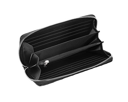 Women Large Wallet Soft Leather Wristlet Card Organizer Phone Holder Ladies Clutch Long Purse With Wrist Strap Zipper Around (F Black) … #TOP2