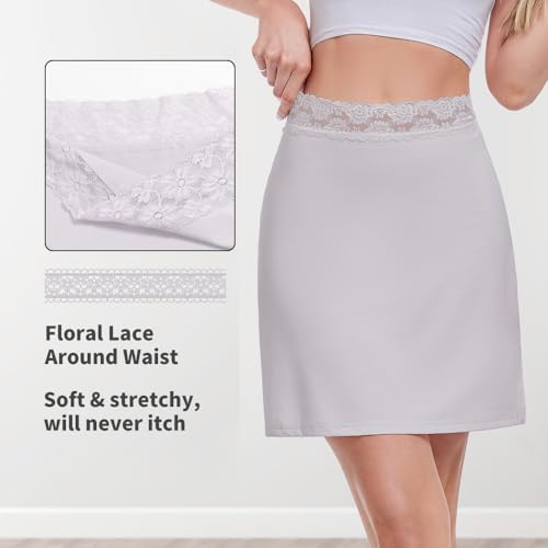 Image of MANCYFIT Half Slips for Women Underskirt Short Mini Skirt with Floral Lace Waistband