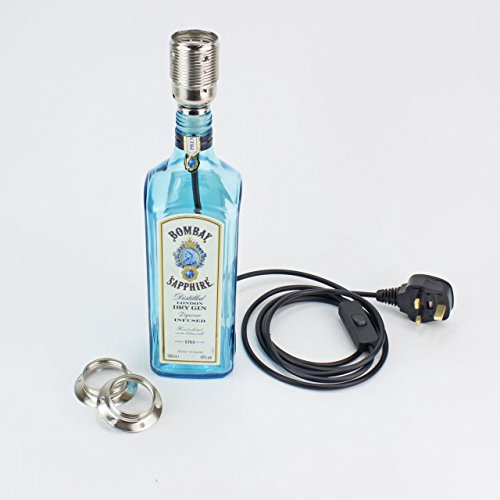 Bottle Lamp Kit | 16-18mm Bung | Black Cable | Chrome ES, E27, Edison Screw Lampholder.