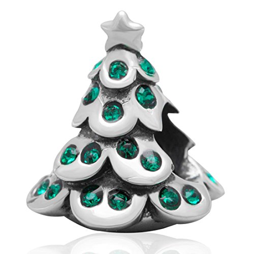 925 Sterling Silver Christmas Charm Santa Clause Charm Snowman Charm Tree Charm Deer Charm for Pandora Charms Bracelet (C)