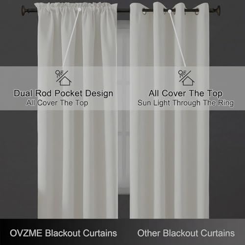 Image of Ivory Window Curtains 84 Inches Long 2 Panels, Soft Fabric Thermal Insulated Light Filtering Curtains for Bedroom Living Room, Dual Rod Pocket Design Modern Window Drapes, 2x40Wx84L Inches