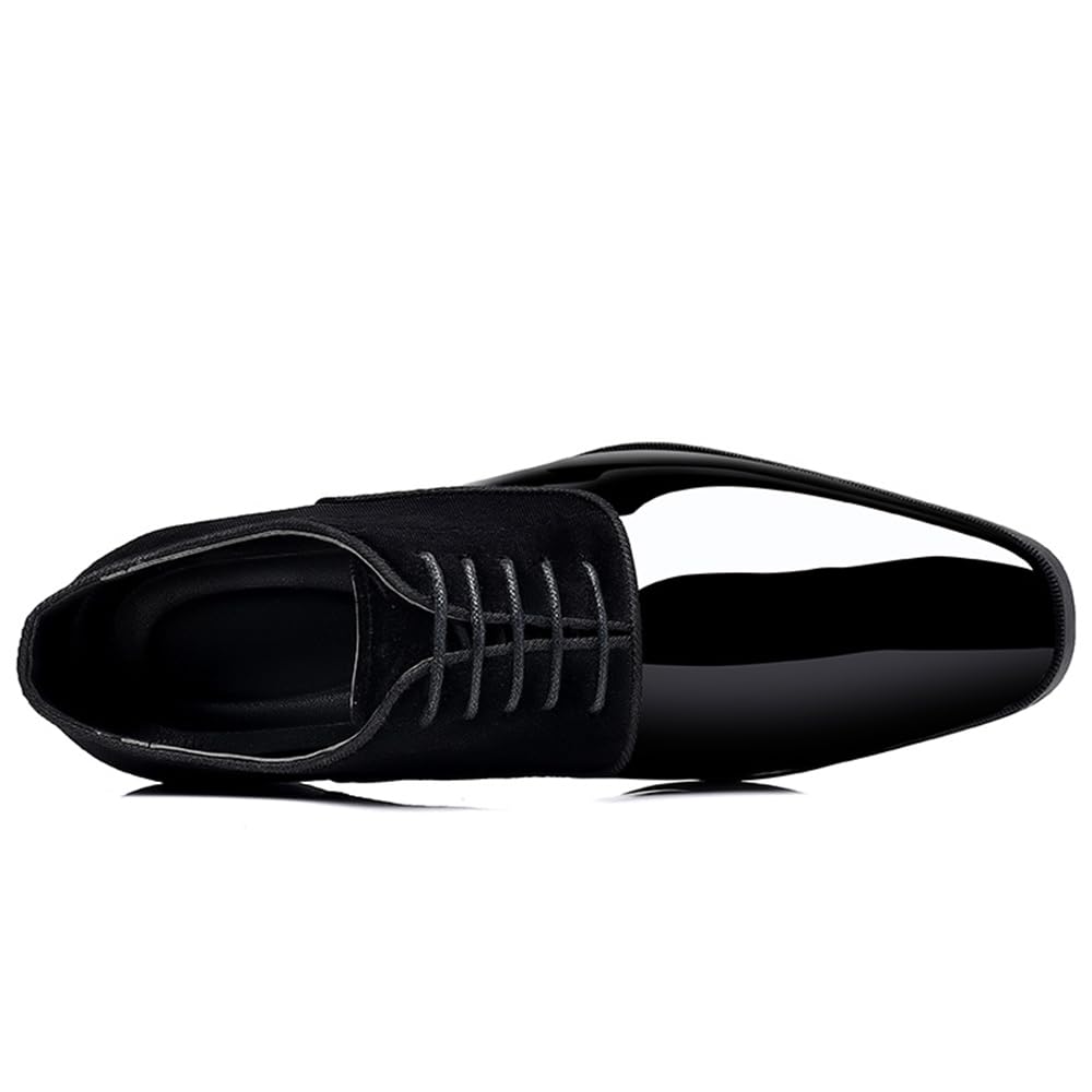 Herren Smoking Lackleder Klassische Samt Schnürschuhe Business Kleid Schuhe