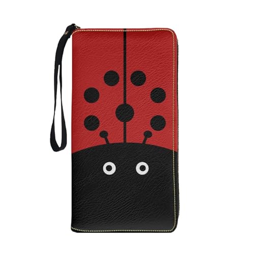 Image of Bulopur Ladybugs Print Womens Wristlet Wallet PU Leather Waterproof Ladies Purses Handbag Zip Around Coin Cash Clutch Card Organizers Gifts for Girlfriend