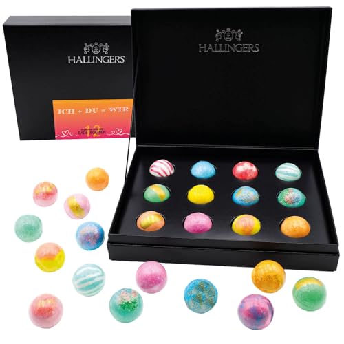 Hallingers Luxury Bath Bombs - Juego de 12 bombas de baño de amor para San Valentín con 12 bombas de baño (juego) - Ideas de regalo de Navidad y regalos calendario de Adviento | Felicitaciones Jah