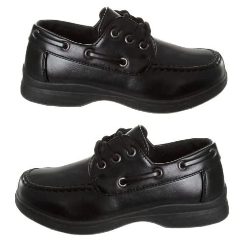Image of French Toast Boys Shoes - Kids Oxford School Uniform Loafer Church Dress Shoes Slip-On Faux-Leather (Toddler-Big Kid) (Black)