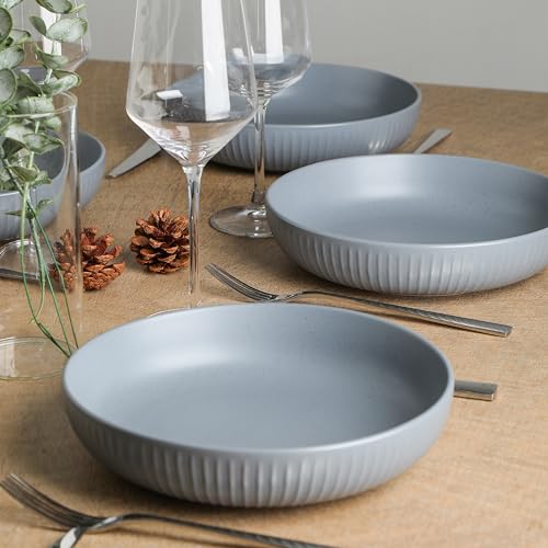 Image of Stone Lain Logan Stoneware Pasta Bowl Set of 4, Grey