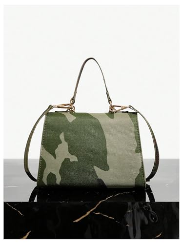 Image of RoseSeek Women's Camo Flap Square Bags Chain Strap Top Handle Satchel Crossbody Bag