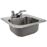 RecPro RV Stainless Steel Sink 15" x 15" Top Mount | Camper Sink | RV Kitchen Sink (Yes Faucet Included)