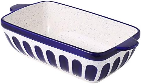 GoldenPlayer Loaf Pan Ceramic Bread Baking Pan Toast Pan Baking Dish Bakeware for Baker Christmas Day Dinner Serving Dish -Dark Blue