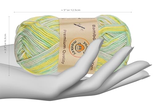 Image of 10-Pack of Yonkey Monkey 500 Grams Yarn - 70% Rayon derived from Bamboo, 30% Cotton - Imported - Green Yellow 9049