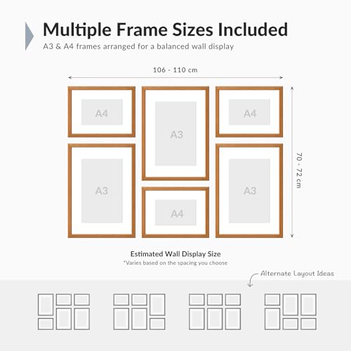 Image of Custom Personalized Photo Collage Framed Wall Art Painting Frames Set | Family Picture Frame Wall Decor Artwork for Living Room Bedroom | A3 + A4 Frame Combo Gallery Style | Personalized Home Decor Gift