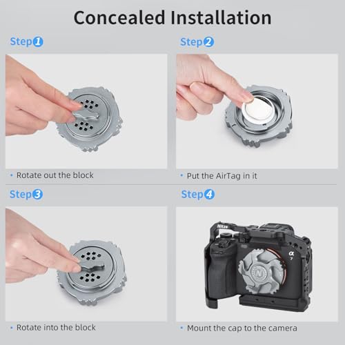 Tapa para cuerpo de cámara Nitze E Mount con almacenamiento para AirTag, compatible con cámaras Sony FX2/FX30/FX3/FX6/FX9/ZV-E10/ZV-E10II/A6500/A6600/A6700/A9 III y series Nex y A7 miniatura 3